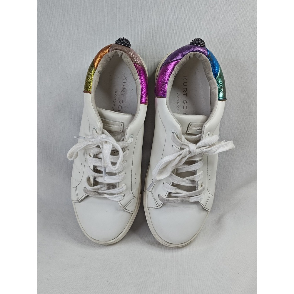 Kurt Geiger London‎ Metallic Rainbow Leather Women's Sneakers White Shoes EU38